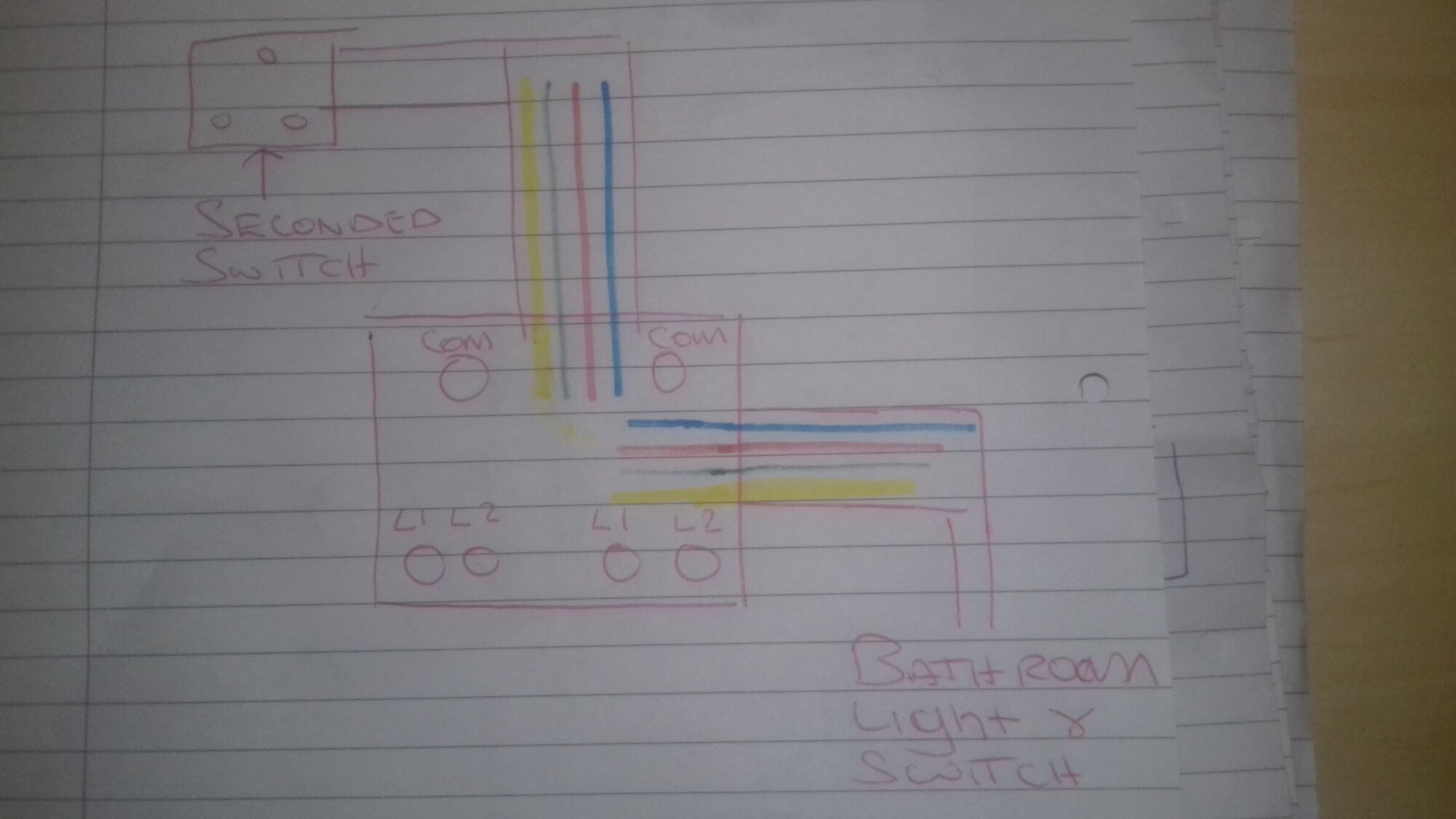 [ElectriciansForums.net] 2 way gang lighting connection wirring issue.