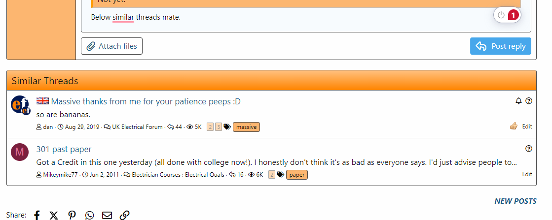 [ElectriciansForums.net] NEW POSTS button (get well soon)