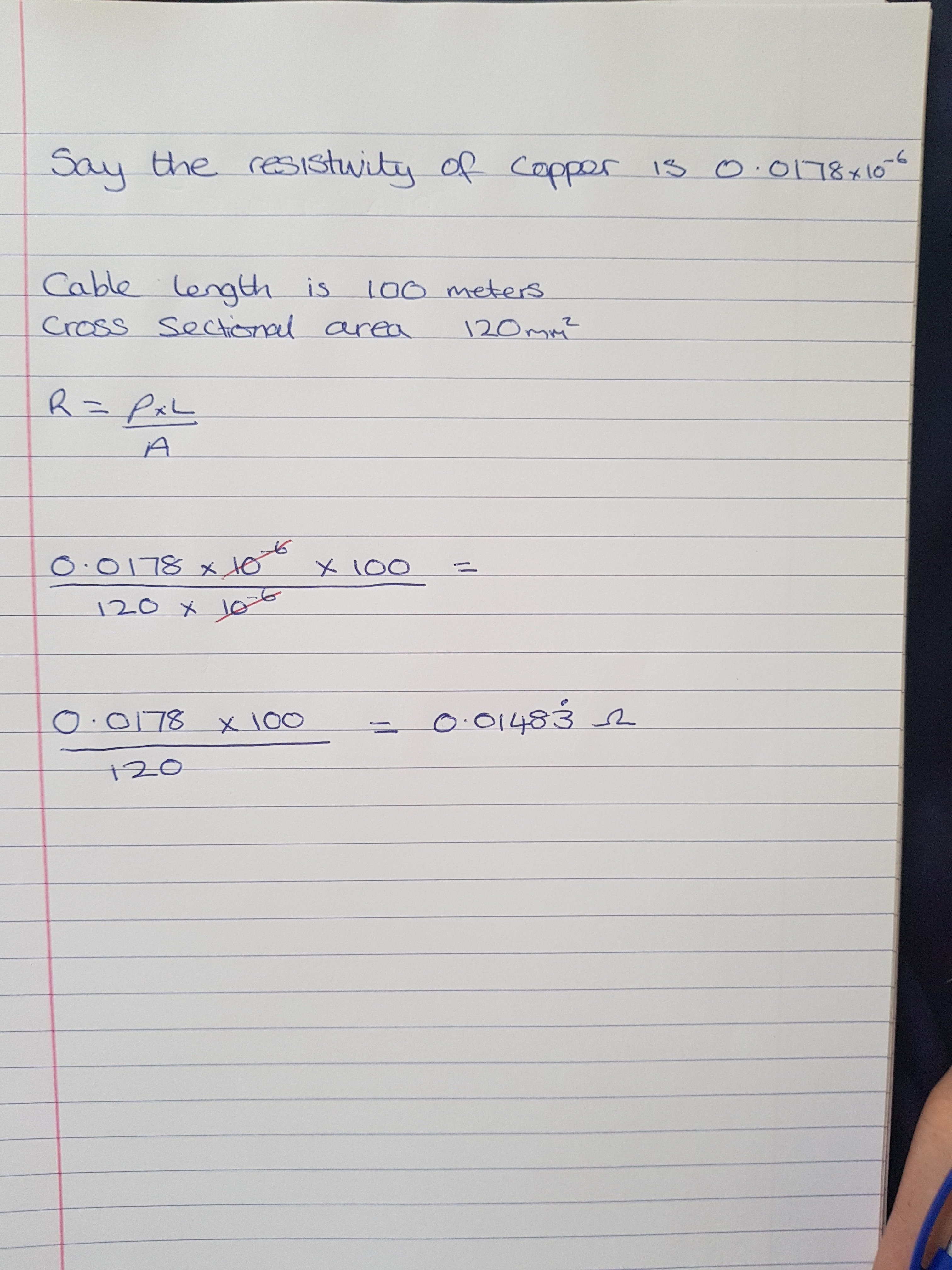 [ElectriciansForums.net] Working out resistivity R=pL/A