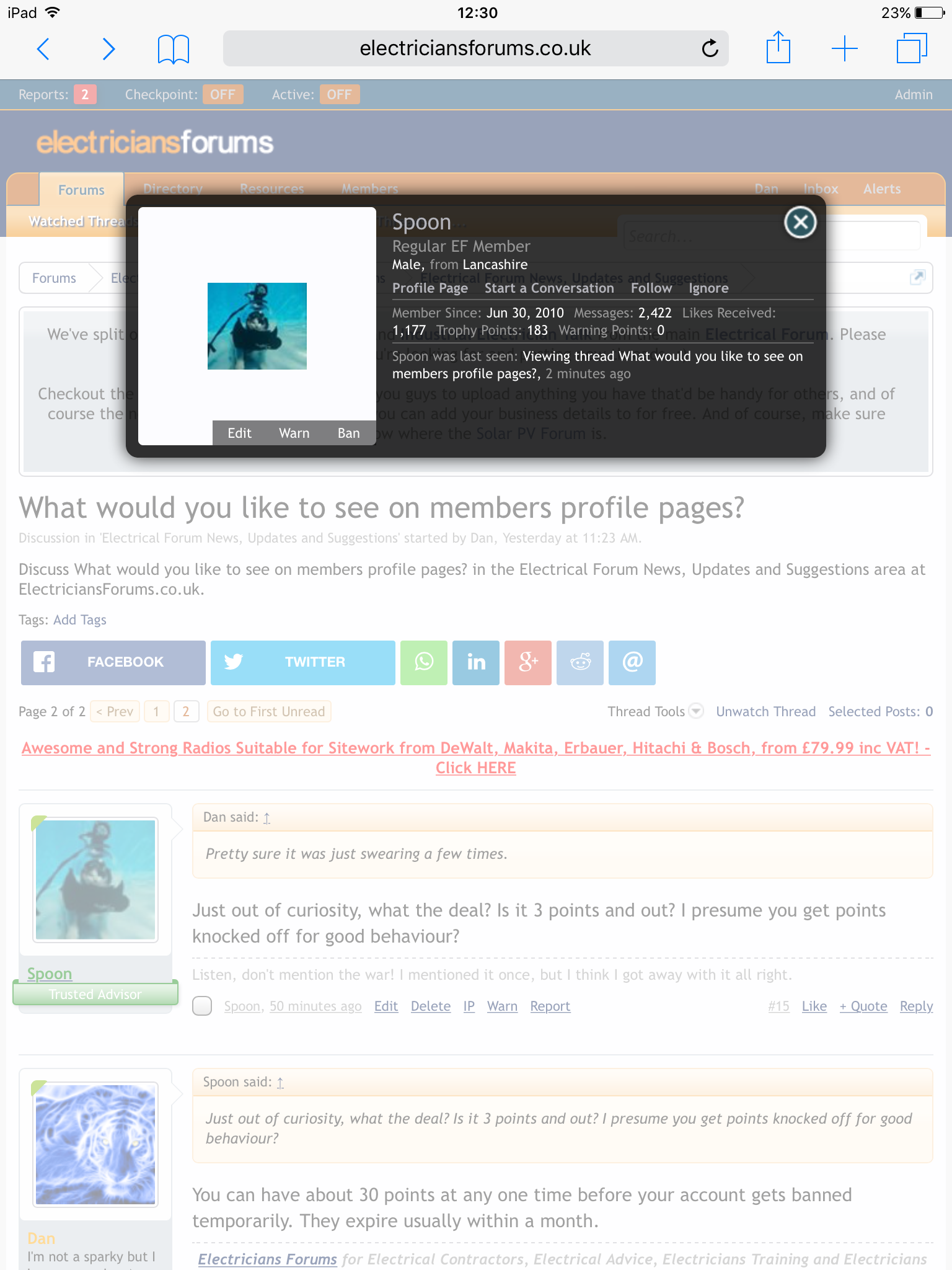 [ElectriciansForums.net] What would you like to see on members profile pages?