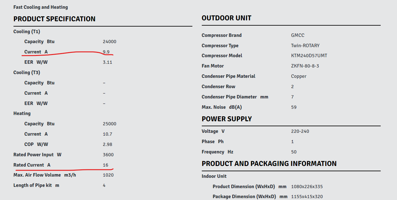 [ElectriciansForums.net] Rated Current and Current in mini split AC